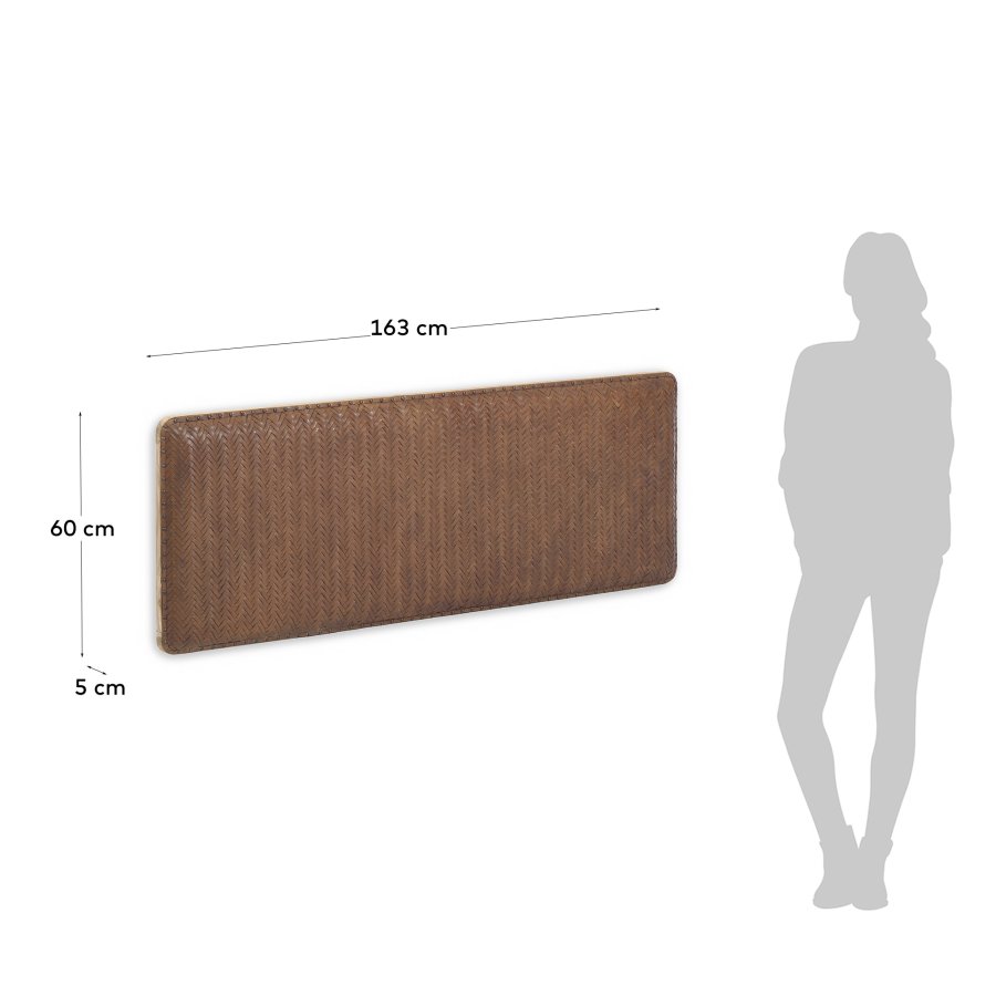 KAVE HOME Natesa sengegavl - naturlig kuskinn og teak (for 160 cm senger)