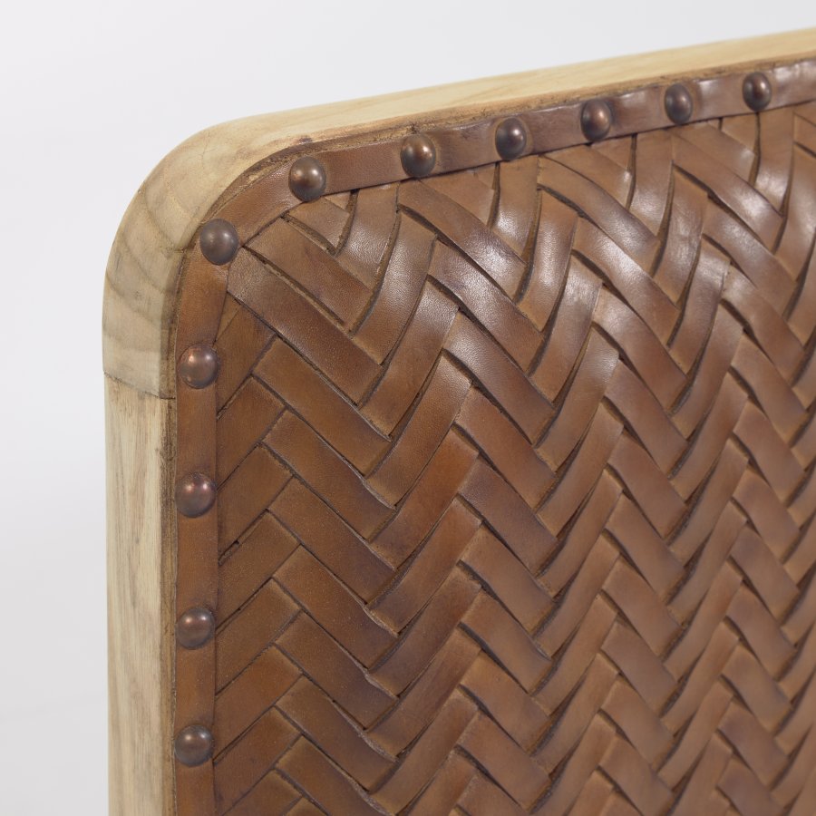 KAVE HOME Natesa sengegavl - naturlig kuskinn og teak (for 160 cm senger)