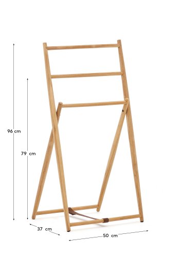 KAVE HOME Roxana hndklehylle i heltre teak, 50 x 95 cm