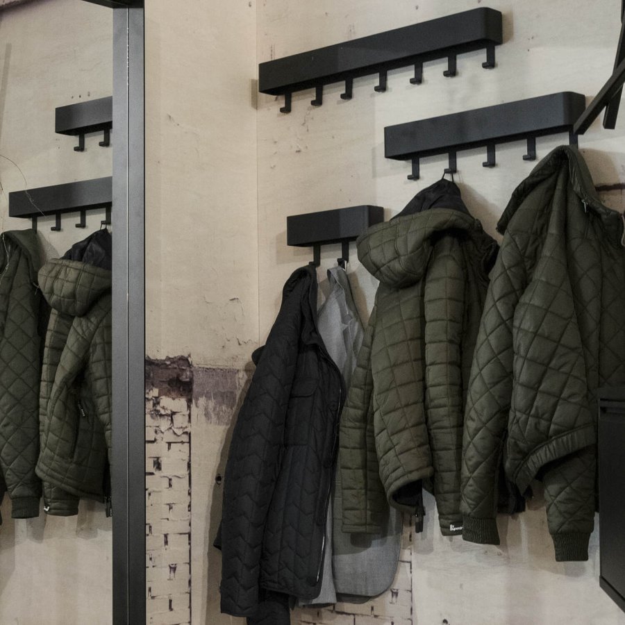 SPINDER DESIGN rektangulr Dax Play knaggrekke, m. 3 kroker - sort stl 