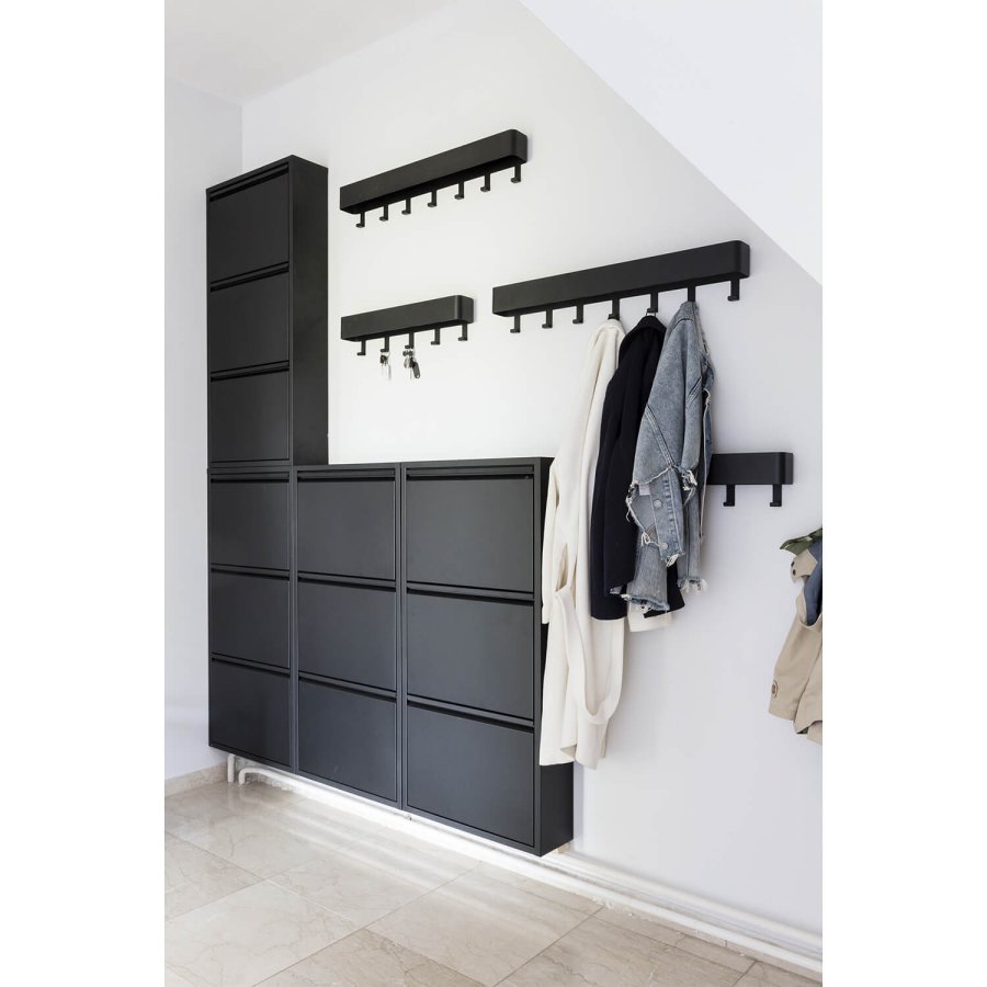 SPINDER DESIGN rektangulr Dax Play knaggrekke, m. 3 kroker - sort stl 