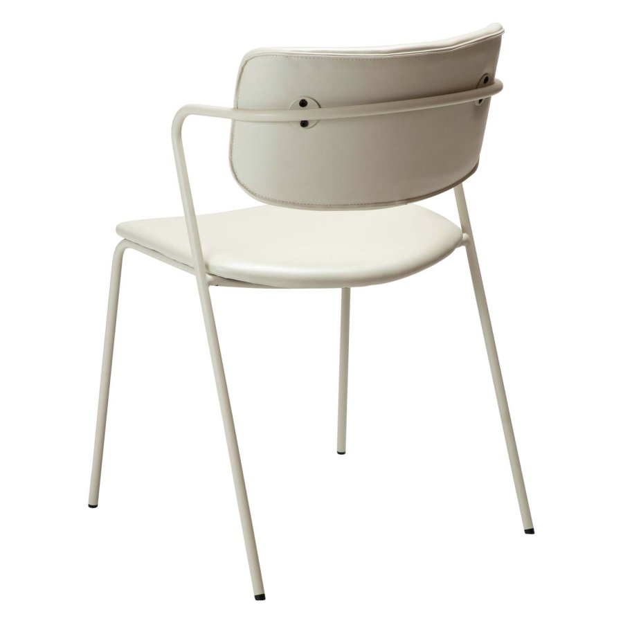 DAN-FORM Zed spisebordsstol, m. armln - knoglehvid kunstlder og knoglehvid stl