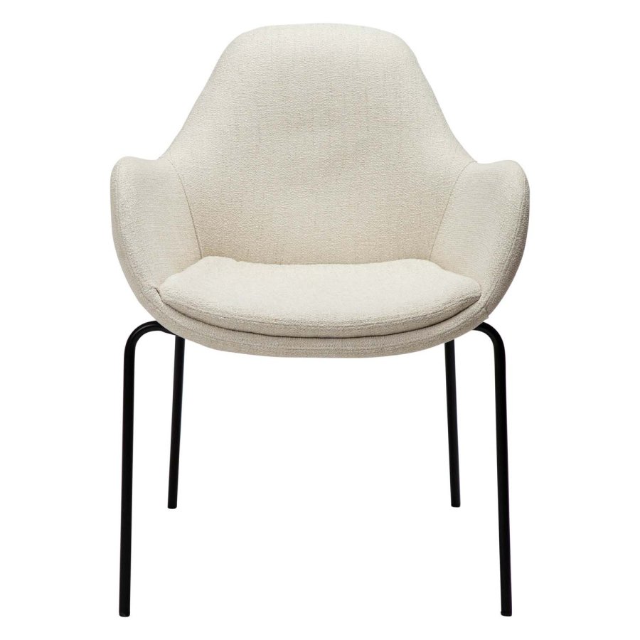 DAN-FORM Zimmer Sessel - beige Bouclé-Stoff und schwarzer Stahl