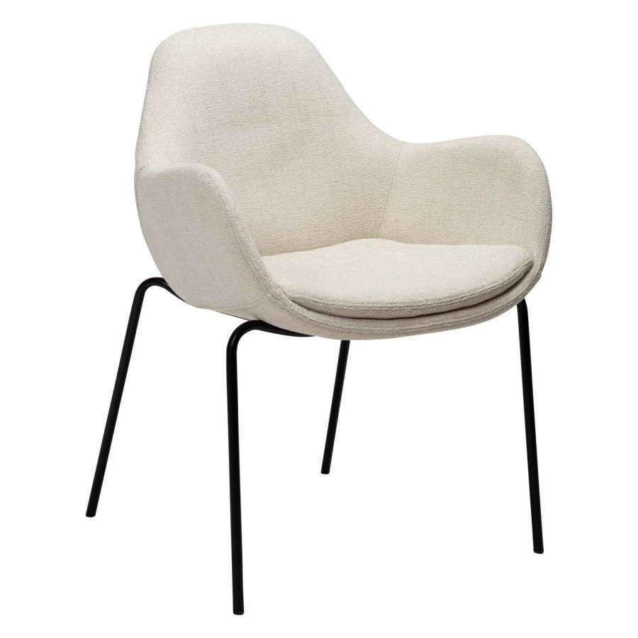 DAN-FORM Zimmer Sessel - beige Bouclé-Stoff und schwarzer Stahl