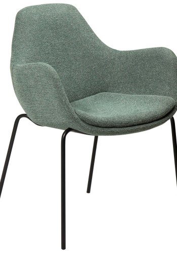 DAN-FORM Zimmer Sessel - grüner Bouclé-Stoff und schwarzer Stahl