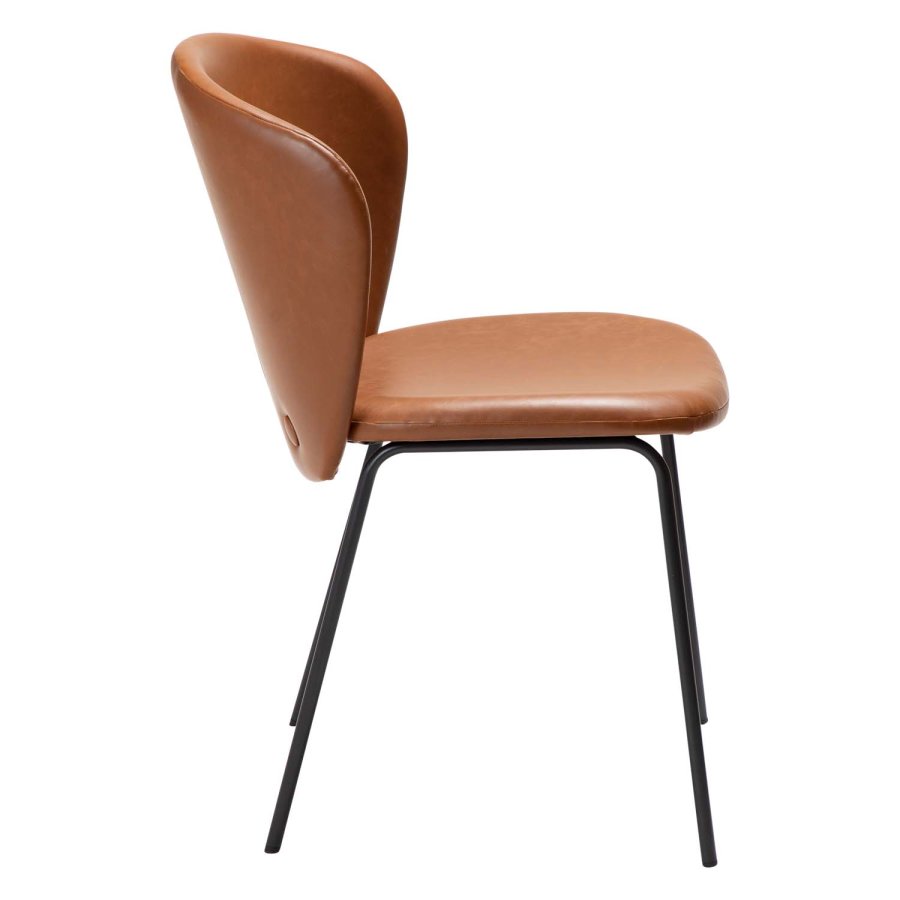 DAN-FORM Stay matbordsstol - vintage ljusbrunt konstläder och svart stl