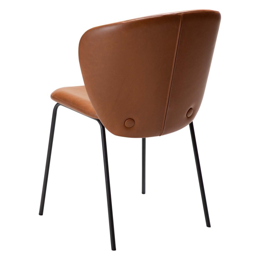 DAN-FORM Stay matbordsstol - vintage ljusbrunt konstläder och svart stl