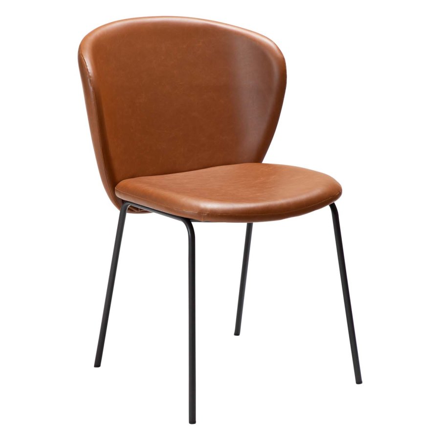 DAN-FORM Stay matbordsstol - vintage ljusbrunt konstläder och svart stl