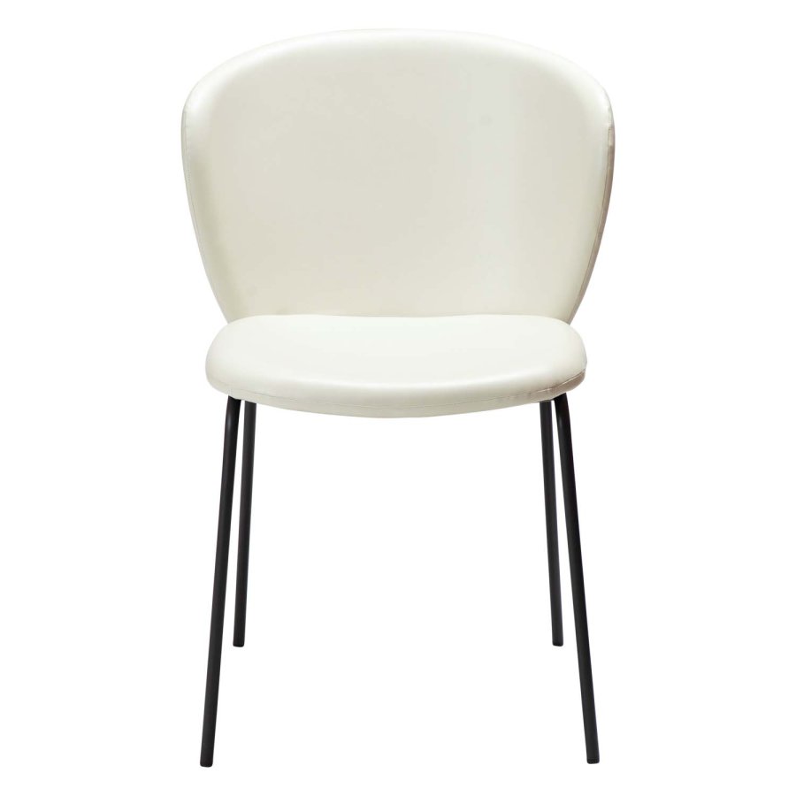 DAN-FORM Stay Esszimmerstuhl – knochenweißes Kunstleder und schwarzer Stahl