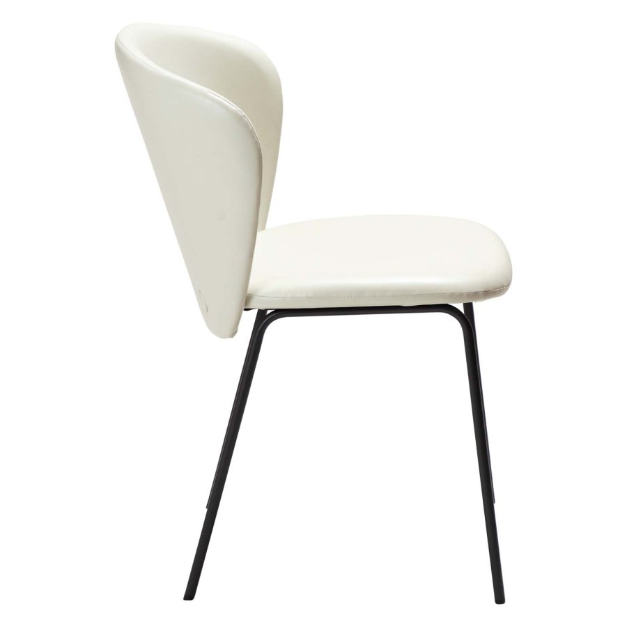 DAN-FORM Stay Esszimmerstuhl – knochenweißes Kunstleder und schwarzer Stahl