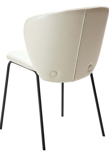 DAN-FORM Stay Esszimmerstuhl – knochenweißes Kunstleder und schwarzer Stahl