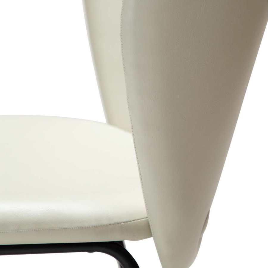 DAN-FORM Stay Esszimmerstuhl – knochenweißes Kunstleder und schwarzer Stahl