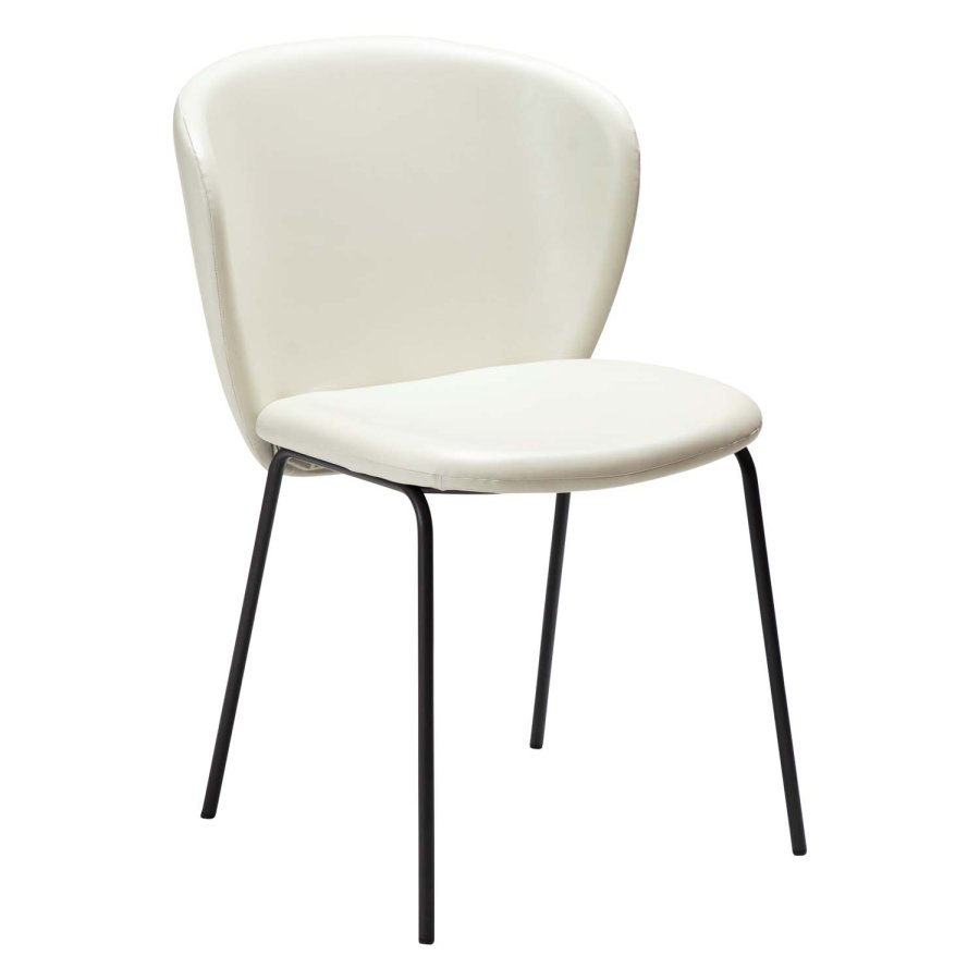 DAN-FORM Stay Esszimmerstuhl – knochenweißes Kunstleder und schwarzer Stahl
