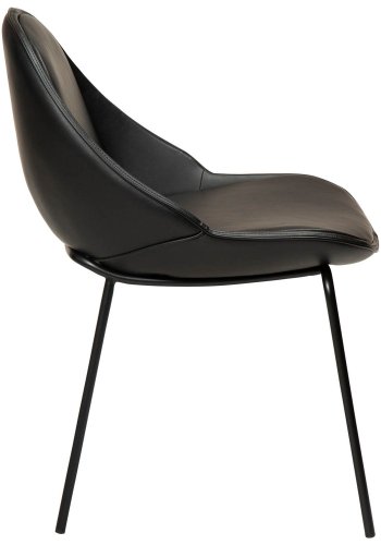 DAN-FORM Arch Esszimmerstuhl – Vintage schwarzes Kunstleder und schwarzer Stahl