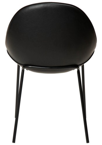 DAN-FORM Arch Esszimmerstuhl – Vintage schwarzes Kunstleder und schwarzer Stahl