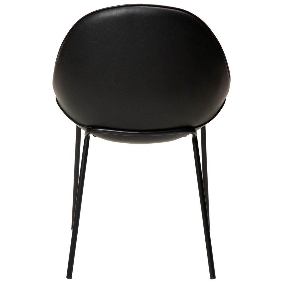 DAN-FORM Arch Esszimmerstuhl – Vintage schwarzes Kunstleder und schwarzer Stahl