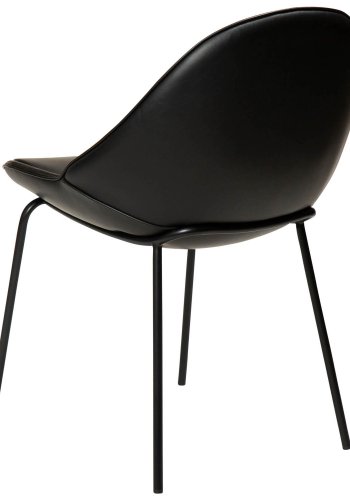 DAN-FORM Arch Esszimmerstuhl – Vintage schwarzes Kunstleder und schwarzer Stahl