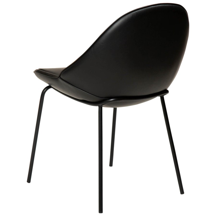 DAN-FORM Arch Esszimmerstuhl – Vintage schwarzes Kunstleder und schwarzer Stahl