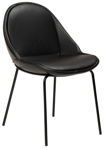 DAN-FORM Arch Esszimmerstuhl – Vintage schwarzes Kunstleder und schwarzer Stahl