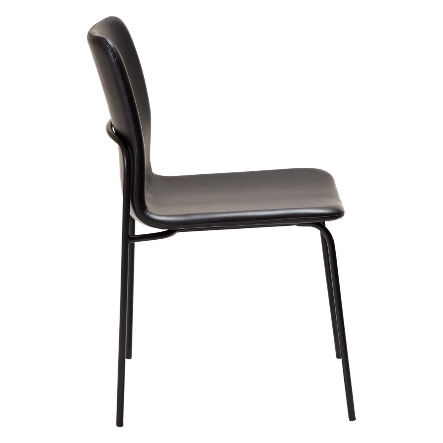 DAN-FORM Woof matbordsstol - vintage svart konstläder och svart stl