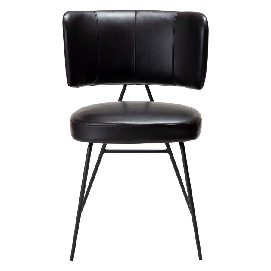 DAN-FORM Roost matbordsstol - vintage svart konstläder och svart stl