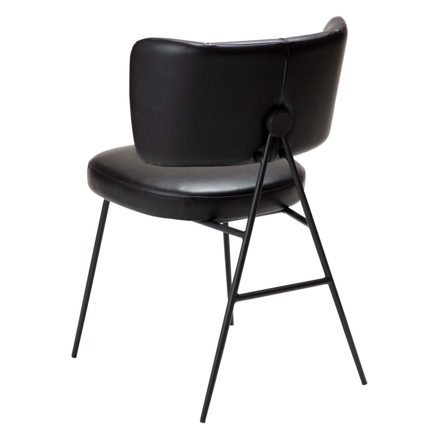 DAN-FORM Roost matbordsstol - vintage svart konstläder och svart stl