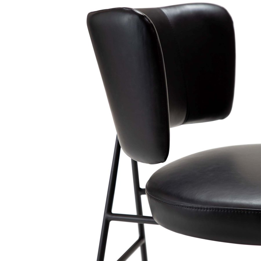 DAN-FORM Roost matbordsstol - vintage svart konstläder och svart stl