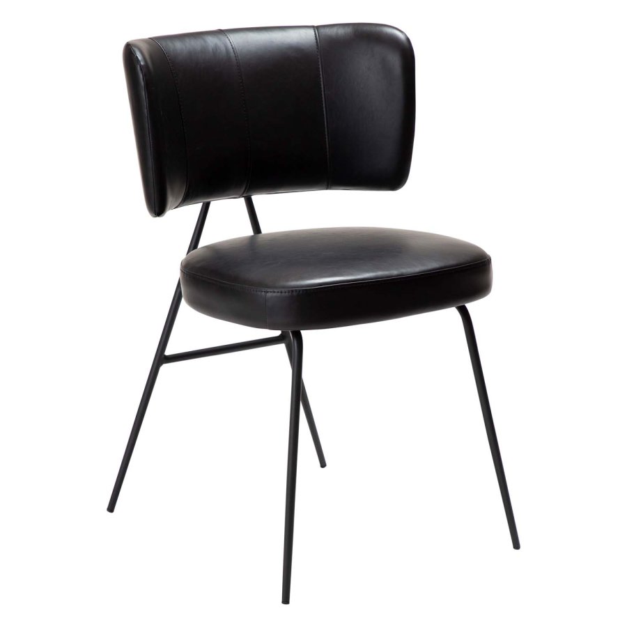 DAN-FORM Roost matbordsstol - vintage svart konstläder och svart stl