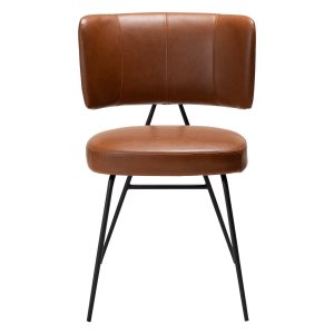 DAN-FORM Roost spisebordsstol - vintage lysebrun kunstlder og sort stl
