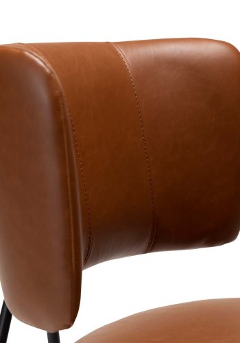 DAN-FORM Roost matbordsstol - vintage ljusbrunt konstläder och svart stl
