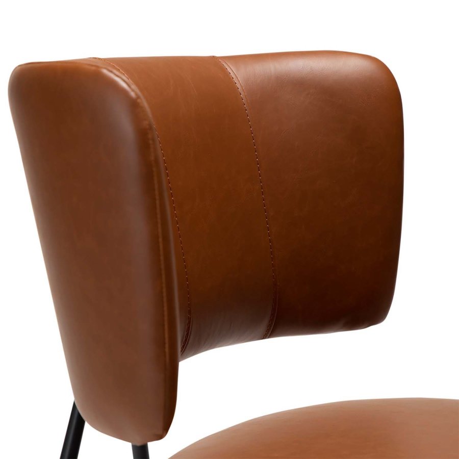 DAN-FORM Roost matbordsstol - vintage ljusbrunt konstläder och svart stl