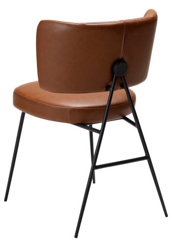DAN-FORM Roost matbordsstol - vintage ljusbrunt konstläder och svart stl