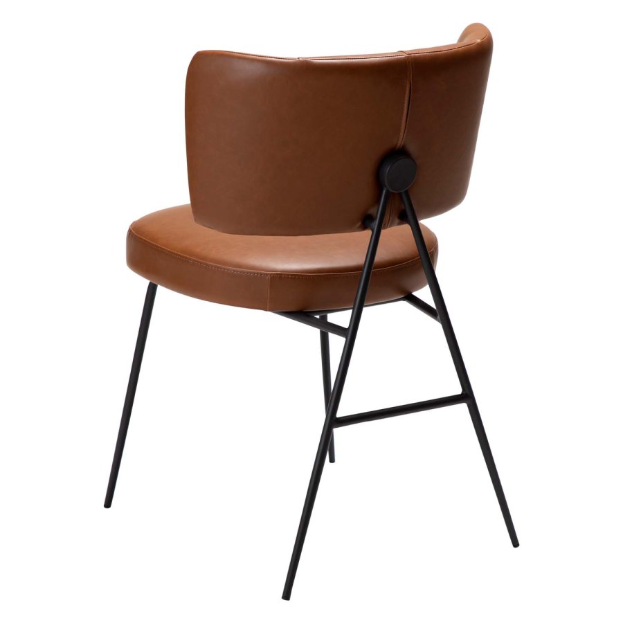 DAN-FORM Roost matbordsstol - vintage ljusbrunt konstläder och svart stl