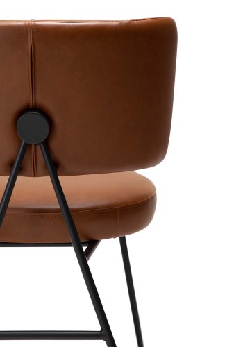 DAN-FORM Roost matbordsstol - vintage ljusbrunt konstläder och svart stl