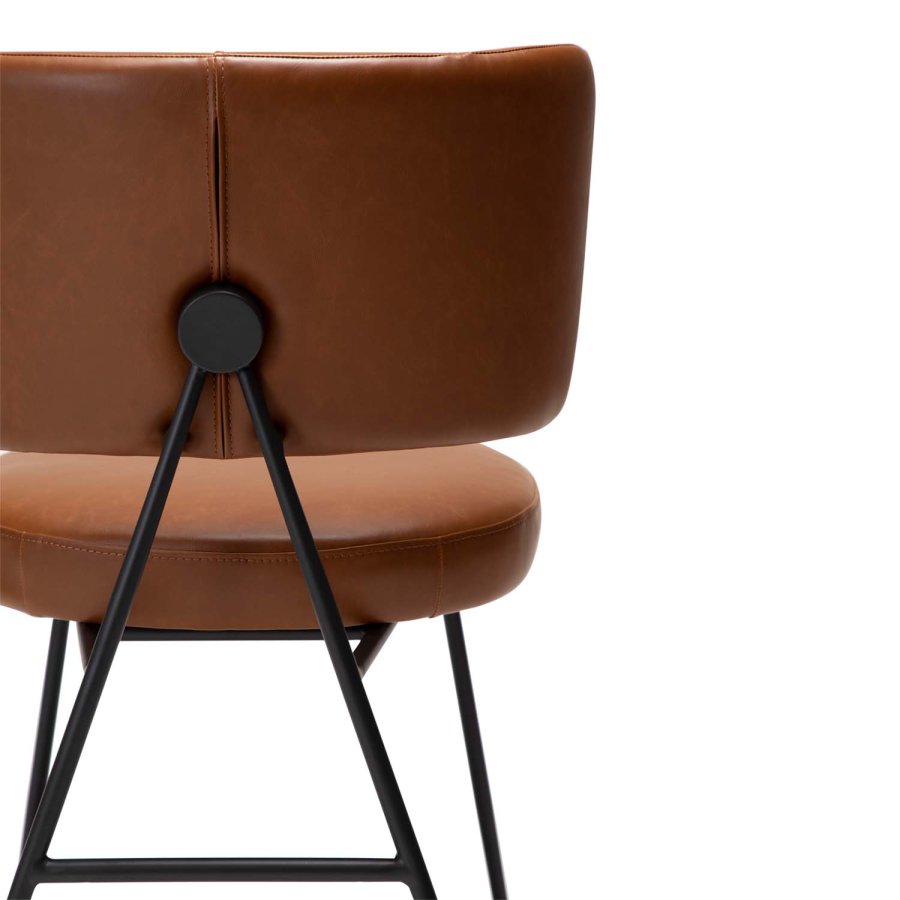 DAN-FORM Roost matbordsstol - vintage ljusbrunt konstläder och svart stl