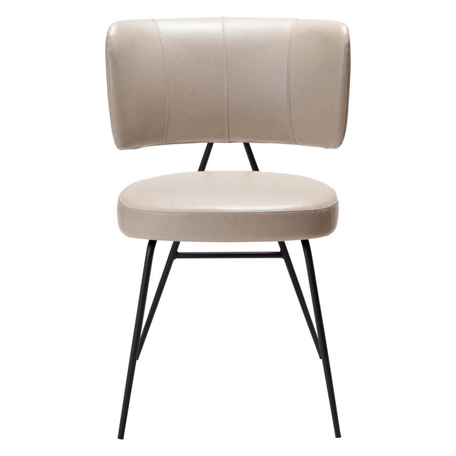 DAN-FORM Roost Esszimmerstuhl – Vintage-Kaschmir-Kunstleder und schwarzer Stahl