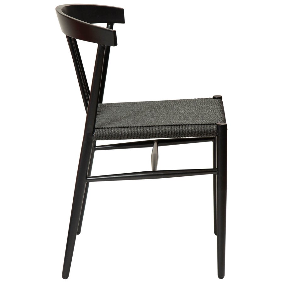 DAN-FORM Sava Esszimmerstuhl - schwarze Papierschnur und schwarzer Stahl