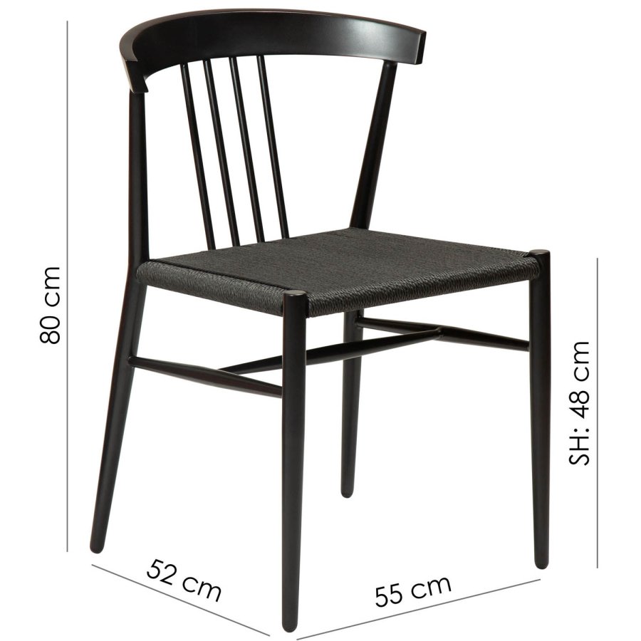 DAN-FORM Sava Esszimmerstuhl - schwarze Papierschnur und schwarzer Stahl