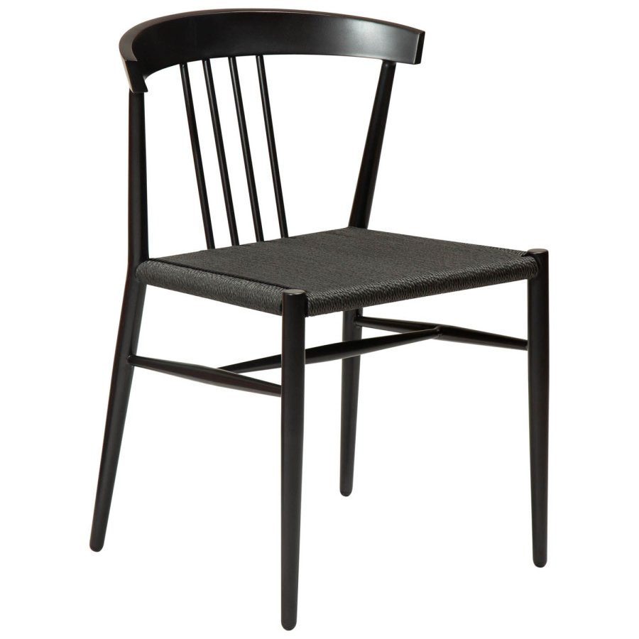 DAN-FORM Sava Esszimmerstuhl - schwarze Papierschnur und schwarzer Stahl
