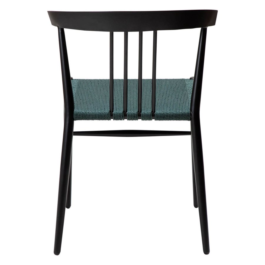 DAN-FORM Sava Esszimmerstuhl - grünes Endpapierband und schwarzer Stahl