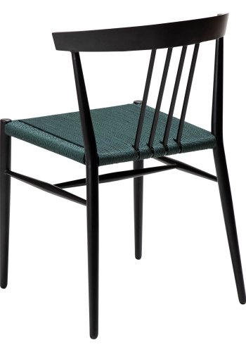 DAN-FORM Sava Esszimmerstuhl - grünes Endpapierband und schwarzer Stahl