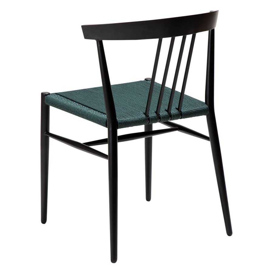 DAN-FORM Sava Esszimmerstuhl - grünes Endpapierband und schwarzer Stahl