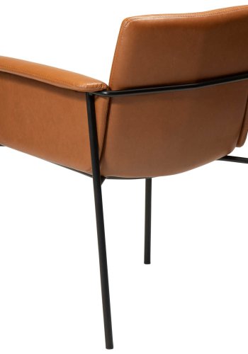 DAN-FORM Vale Sessel - Vintage hellbraunes Kunstleder und schwarzer Stahl