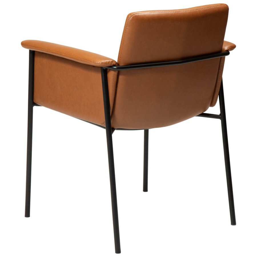 DAN-FORM Vale Sessel - Vintage hellbraunes Kunstleder und schwarzer Stahl