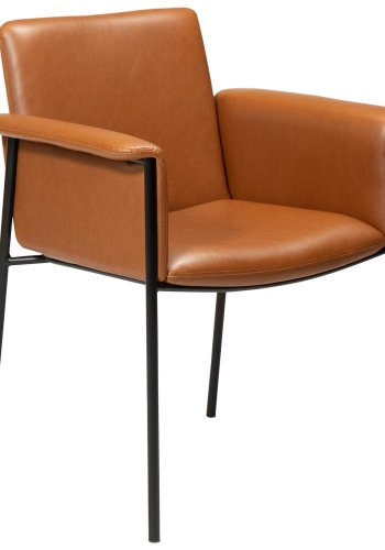 DAN-FORM Vale Sessel - Vintage hellbraunes Kunstleder und schwarzer Stahl