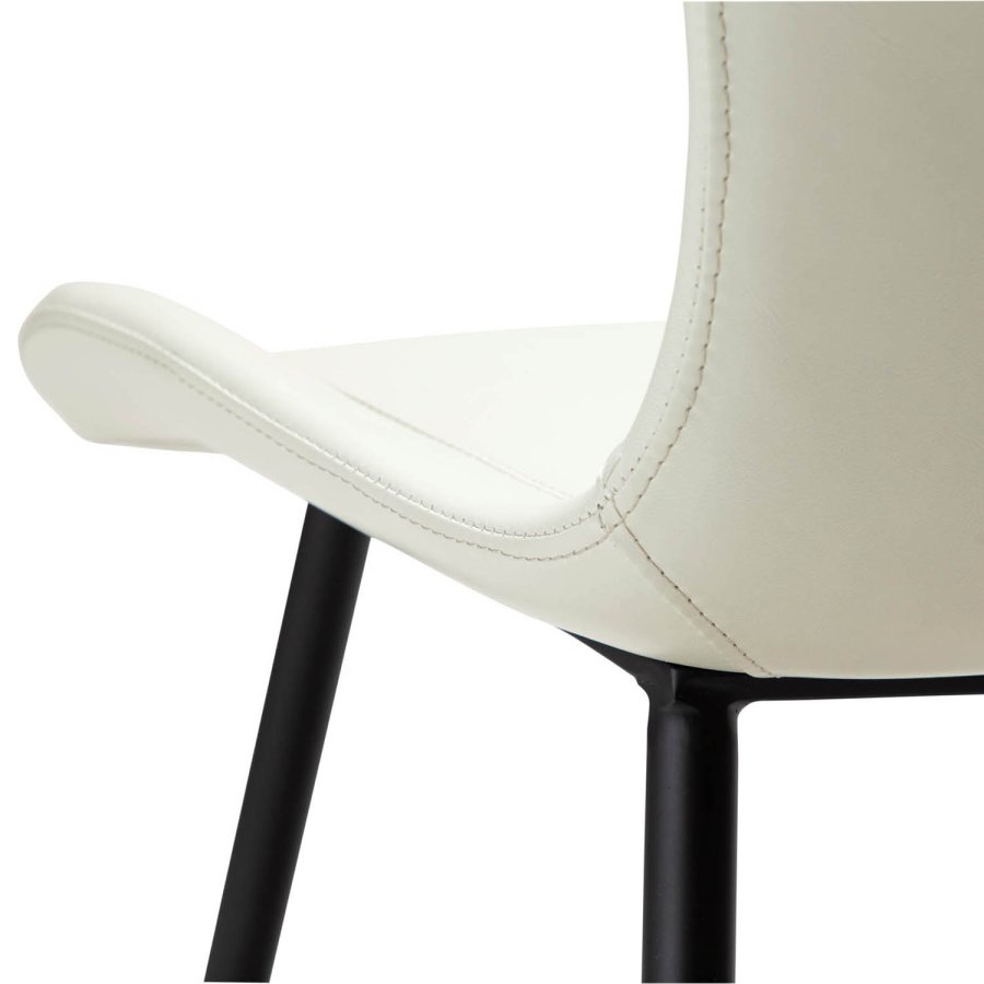 DAN-FORM Medusa spisebordstol - beinhvitt kunstskinn og sort stl
