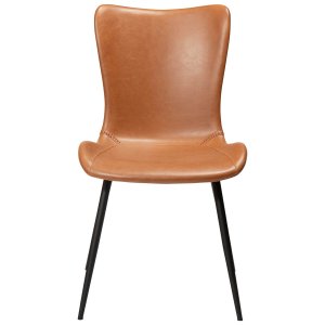 DAN-FORM Medusa spisebordsstol - vintage lysebrun kunstlder og sort stl
