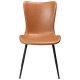 DAN-FORM Medusa Esszimmerstuhl – Vintage hellbraunes Kunstleder und schwarzer Stahl