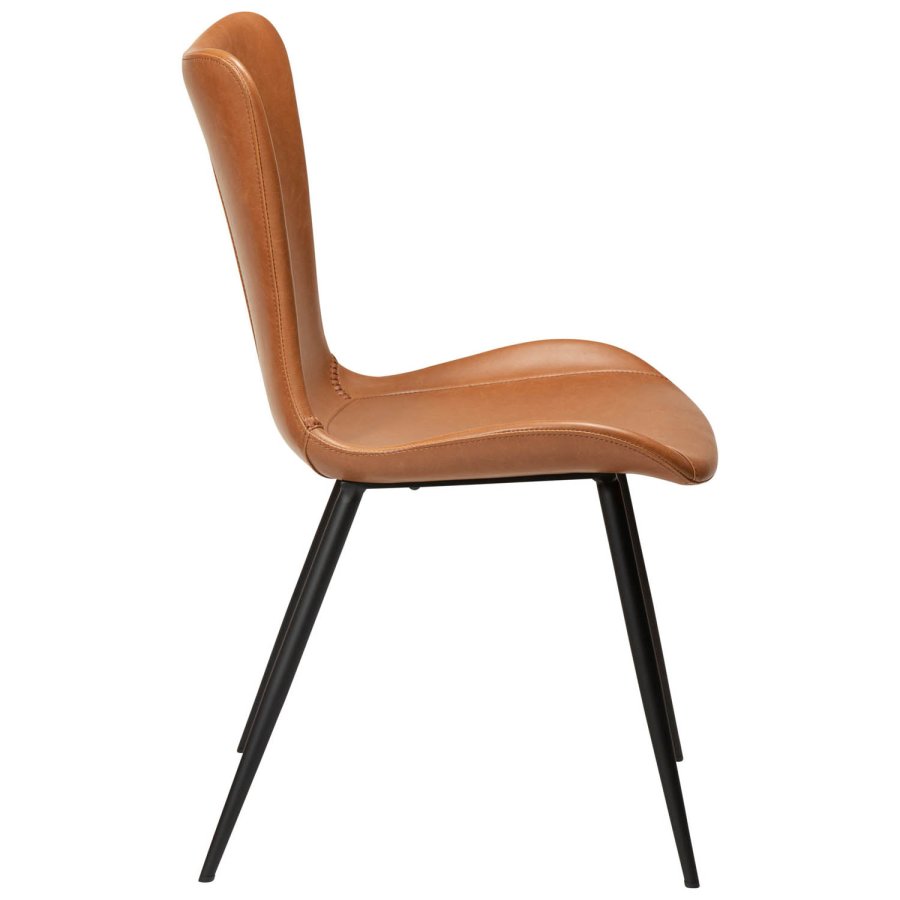 DAN-FORM Medusa Esszimmerstuhl – Vintage hellbraunes Kunstleder und schwarzer Stahl