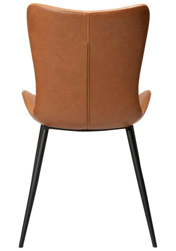 DAN-FORM Medusa Esszimmerstuhl – Vintage hellbraunes Kunstleder und schwarzer Stahl